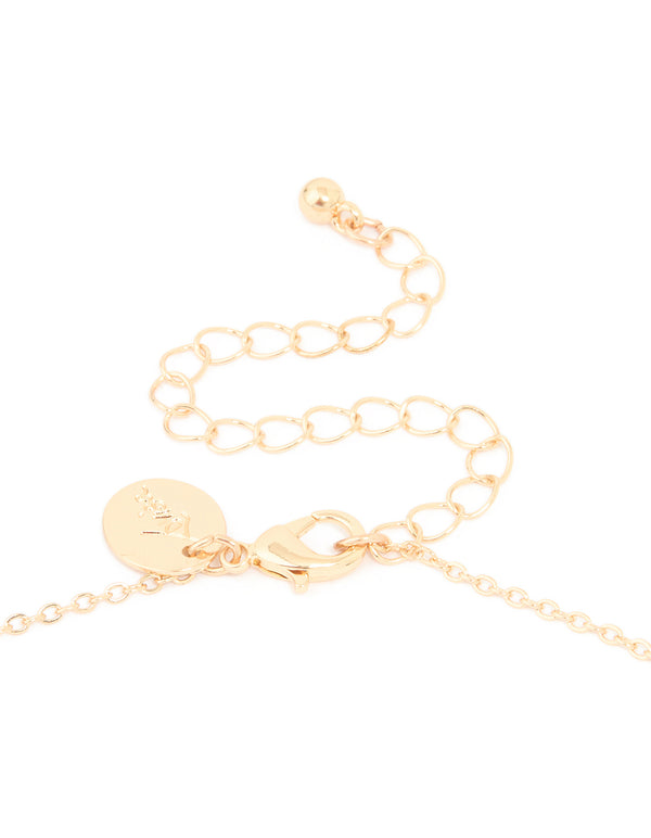 Gold Plated Cubic Zirconia Cross Rosary Y-Necklace