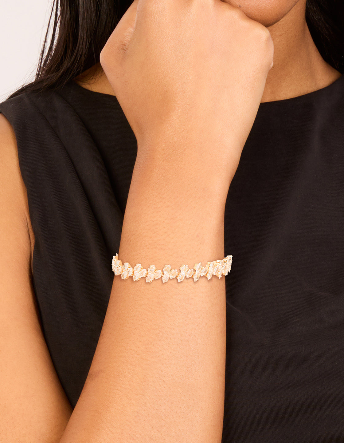 Gold Cubic Zirconia Round Toggle Bracelet