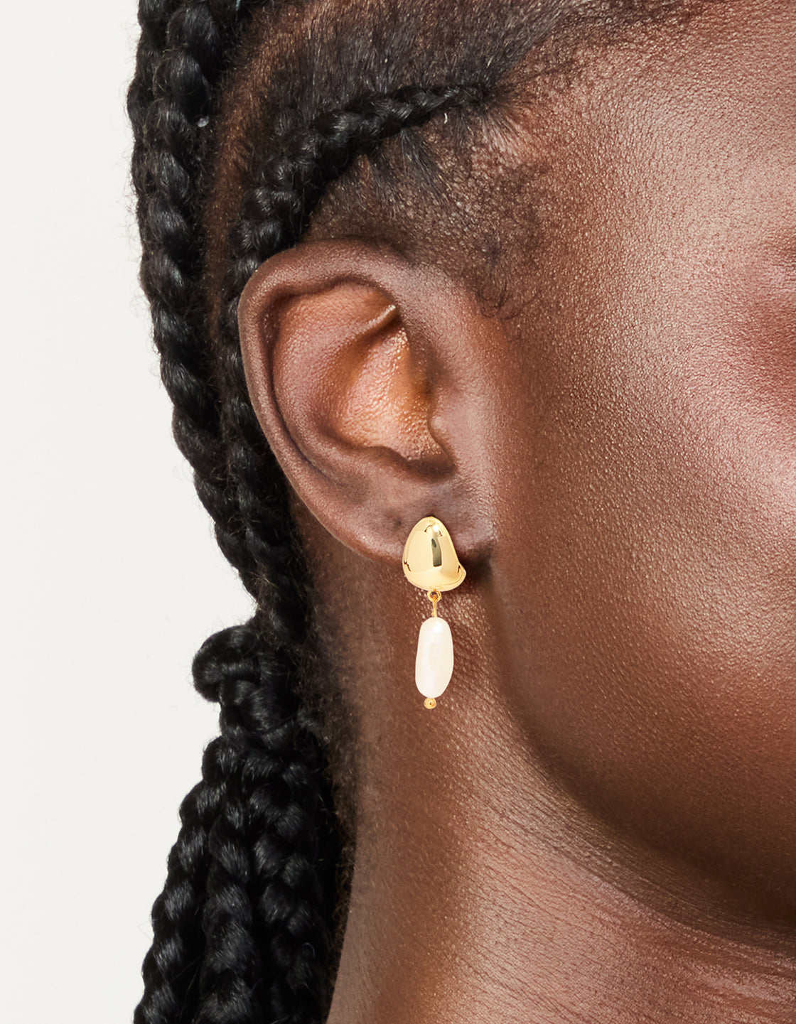 Gold Plated Freshwater Pearl Drop Hoop Earrings