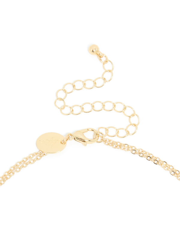Gold Plated Cubic Zirconia & Pearl Layered Necklace