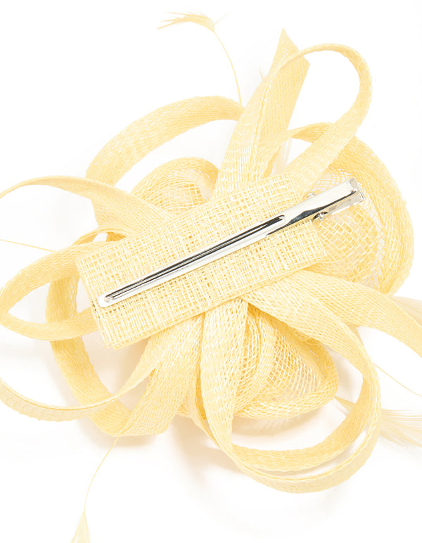 Yellow Feather Swirl Hair Clip