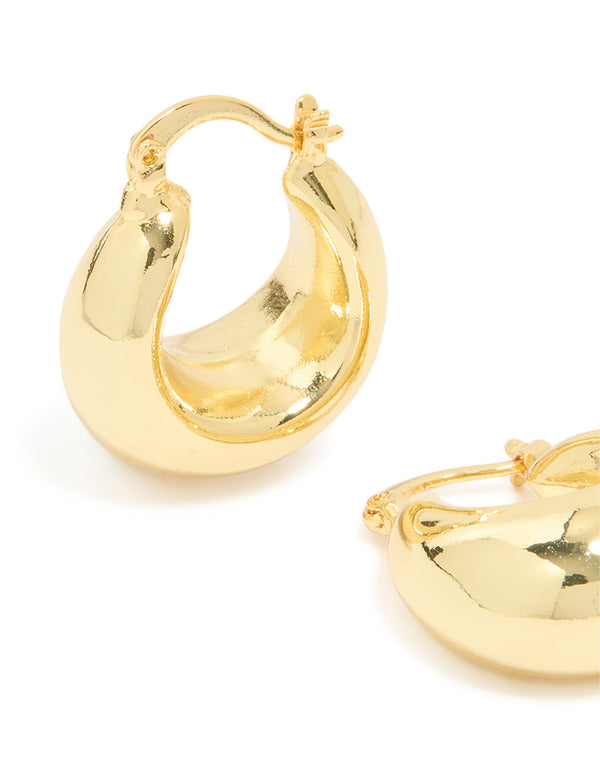 Gold Plated Brass Medium Huggie Earrings