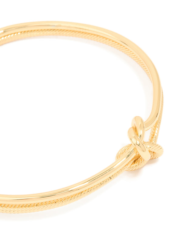 Gold Plated Brass Twisted Knot Wrist Cuff