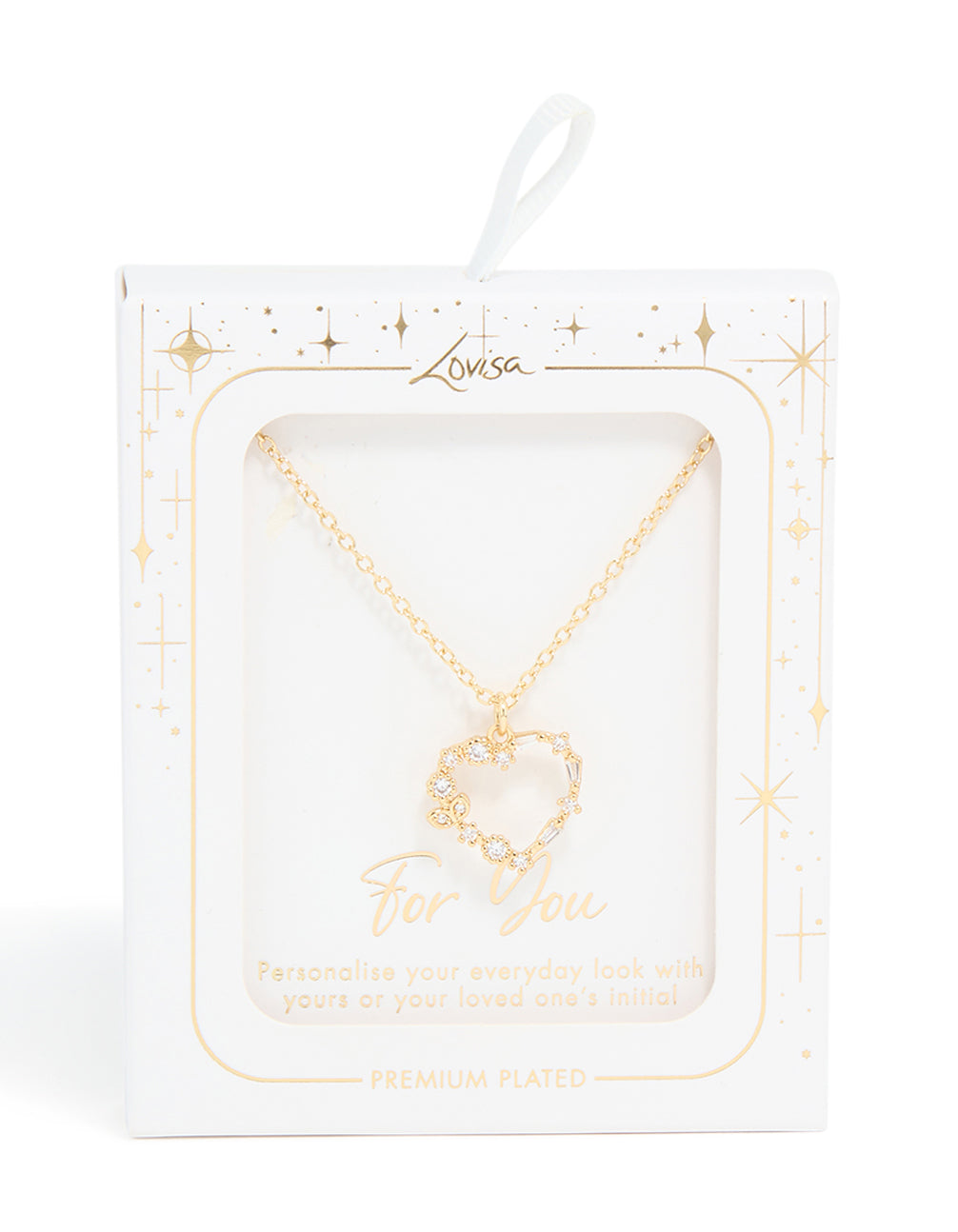 Gold Plated Cubic Zirconia Outline Heart Pendant Necklace