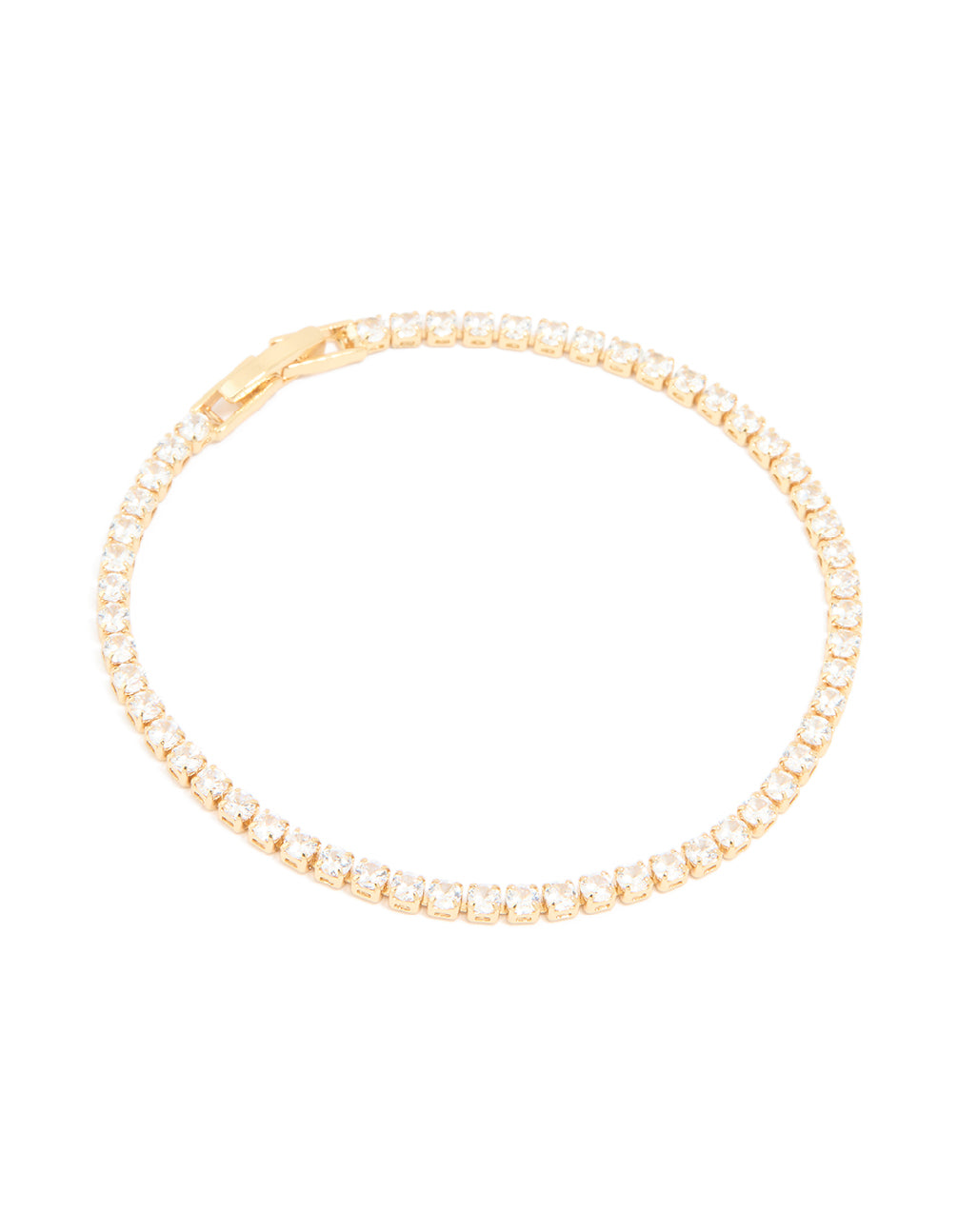 Gold Plated Cubic Zirconia Small Square Tennis Bracelet