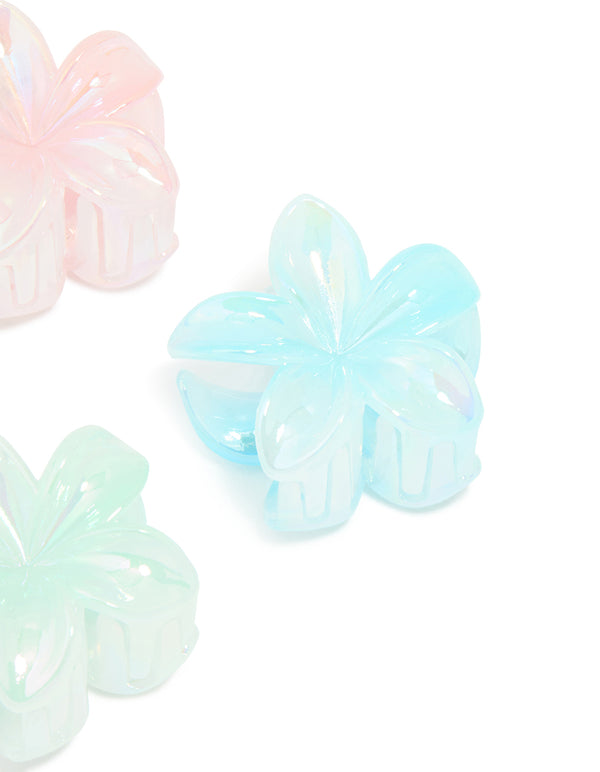 Pastel Pearlised Frangipani Flower Tropical Claw Clips 4-Pack