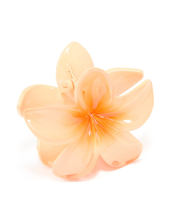Orange Ombre Frangipani Flower Claw Clip