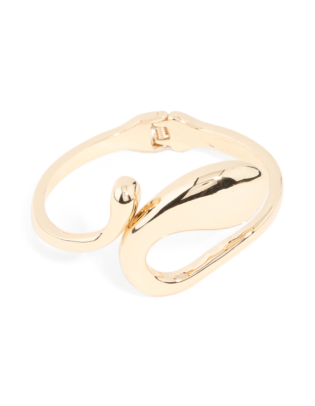 Gold Irregular Swirl Hinged Bangle