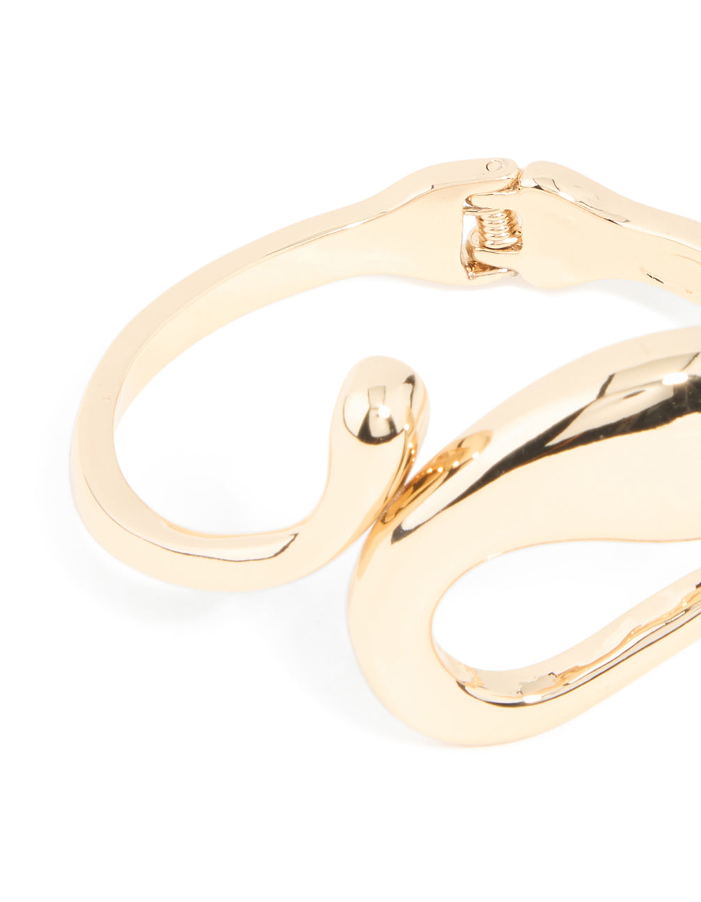 Gold Irregular Swirl Hinged Bangle
