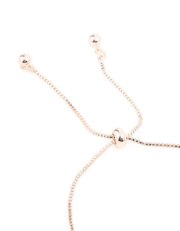 Rose Gold Plated Cubic Zirconia Pink Flower Toggle Bracelet