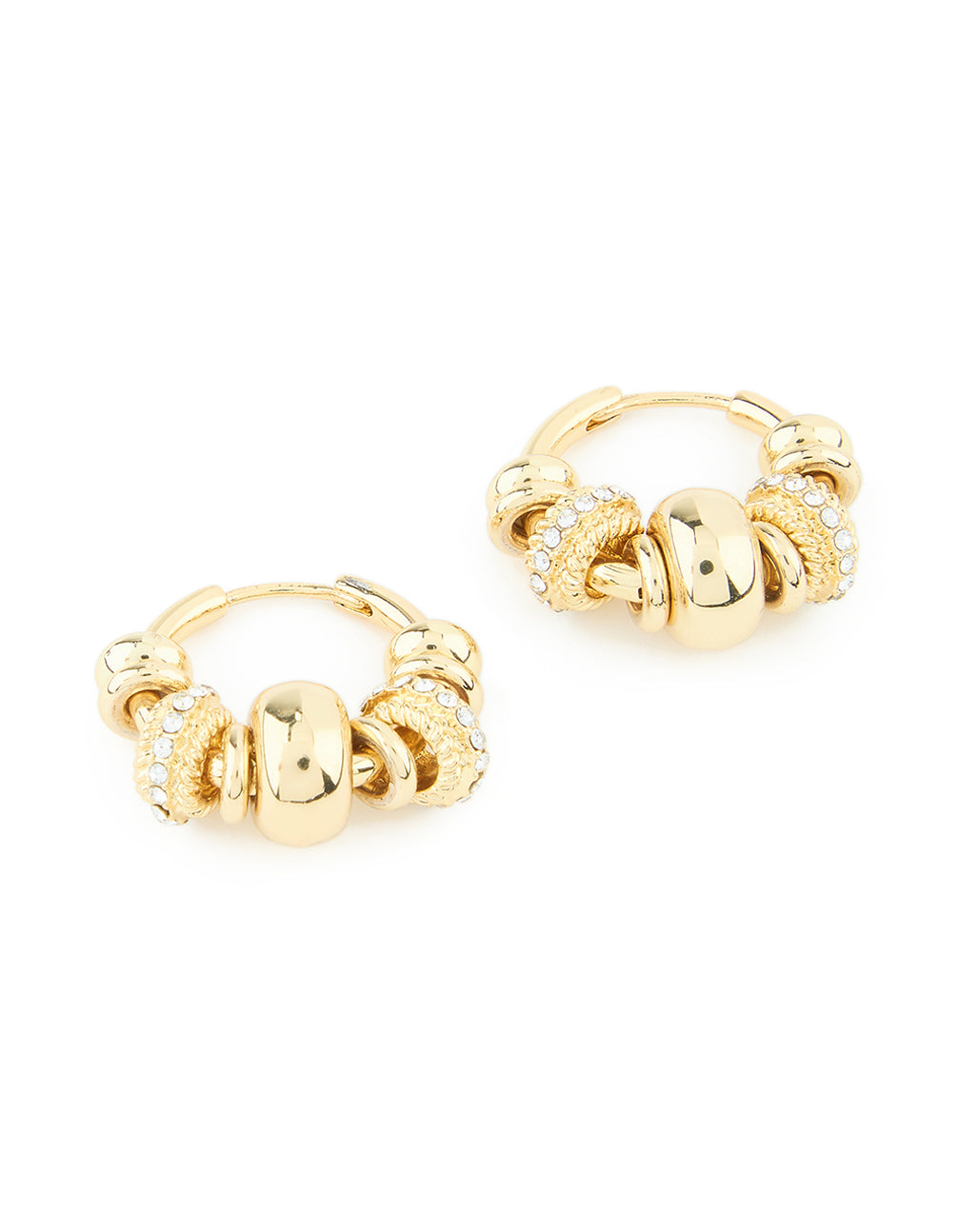 Gold Plated Diamante Rondell Hoop Earrings