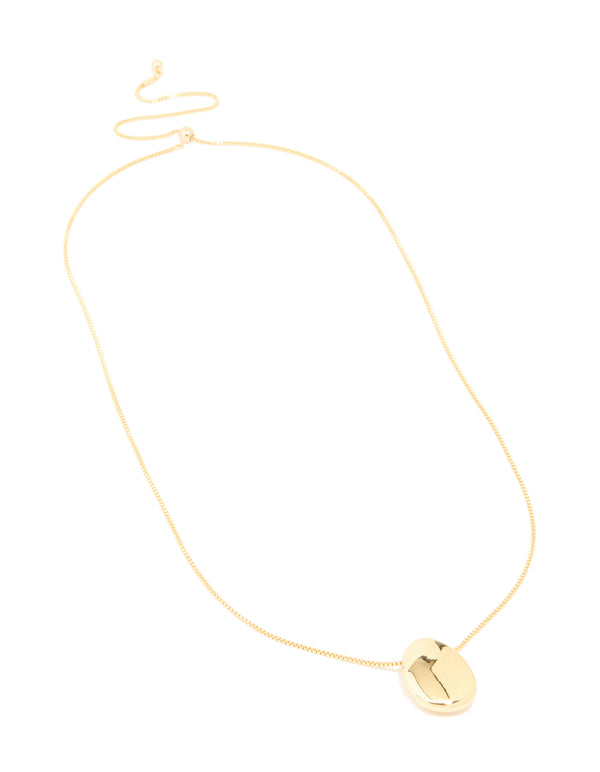 Gold Plated Pebble Long Toggle Necklace