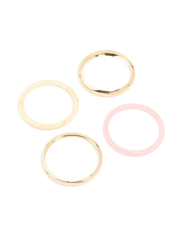 Acrylic & Gold Bangles 4-Pack