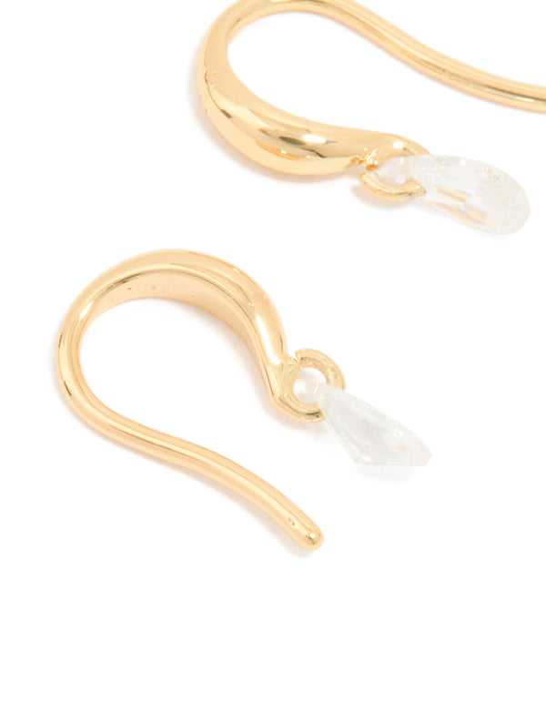 Gold Plated Cubic Zirconia Hook Earrings