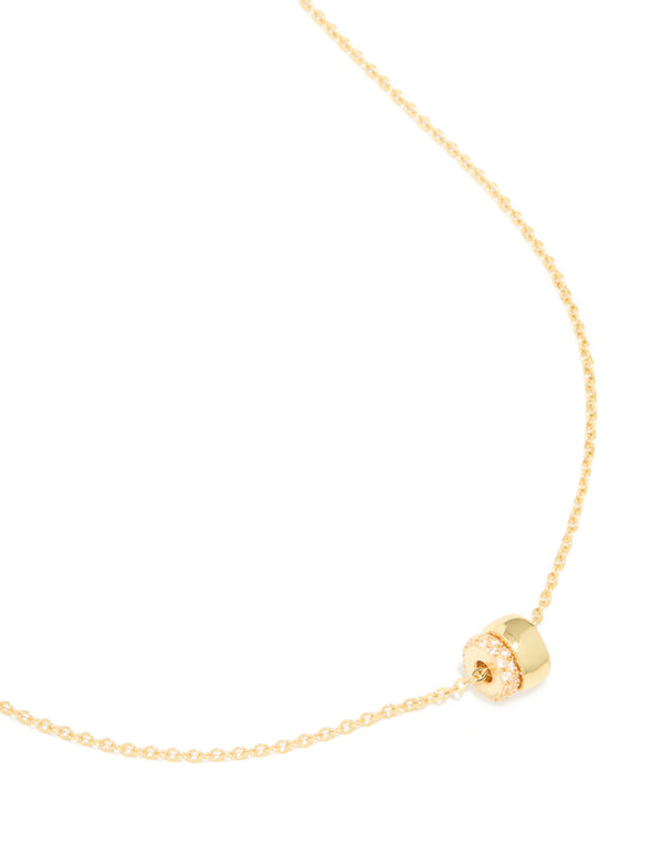Gold Plated Cubic Zirconia Double Circle Pendant Necklace