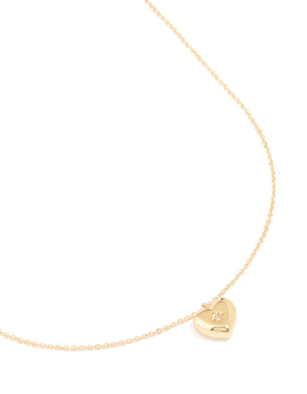 Gold Plated Cubic Zirconia Heart Locket Necklace