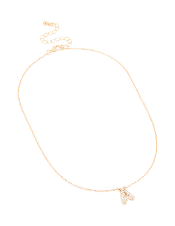Kids Gold Cubic Zirconia Letter A Necklace