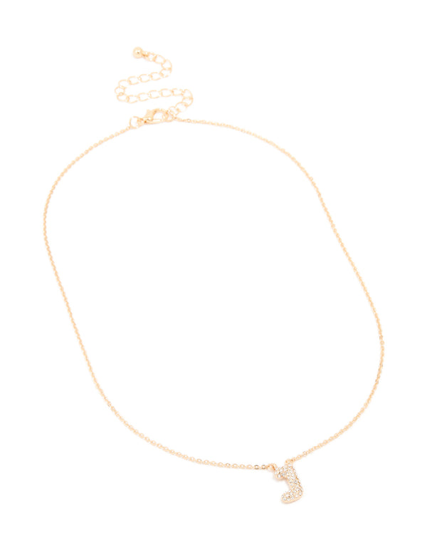 Kids Gold Cubic Zirconia Letter J Necklace