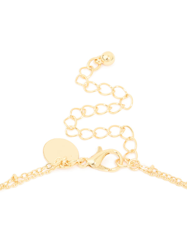 Gold Plated Cubic Zirconia Pave Bubble Letter A Layered Necklace