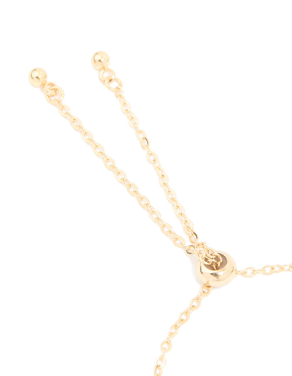 Gold Plated Cubic Zirconia Pave Bubble Letter T Toggle Bracelet