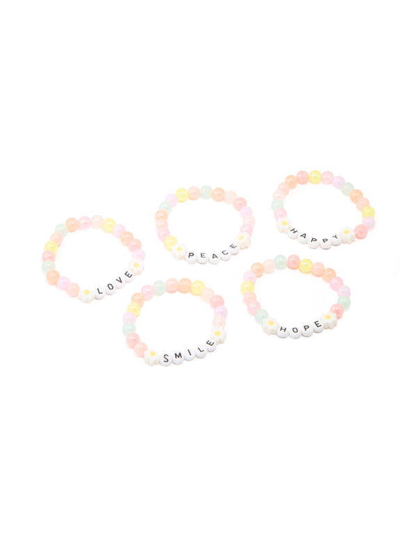 Kids Beaded Flower Best Friends Stretch Bracelets 5-Pack