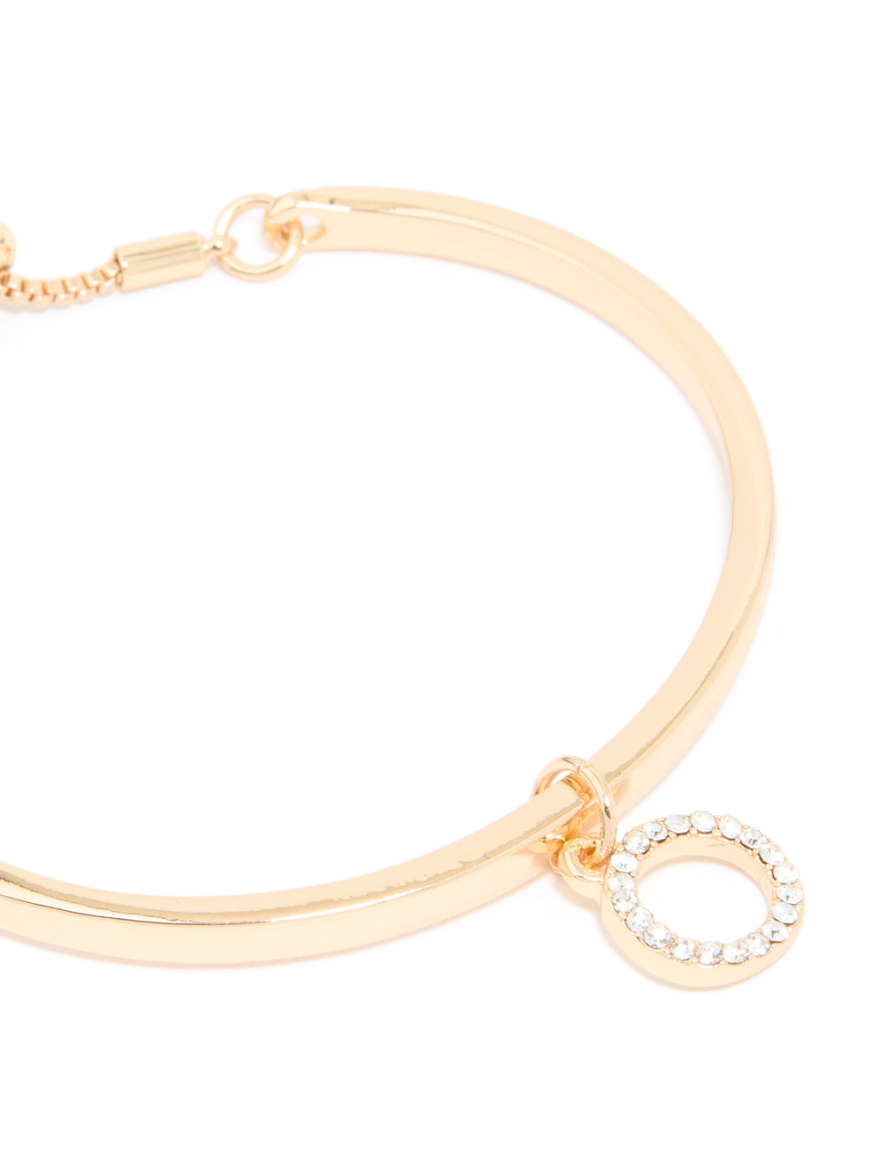 Gold Diamante Circle Toggle Bangle