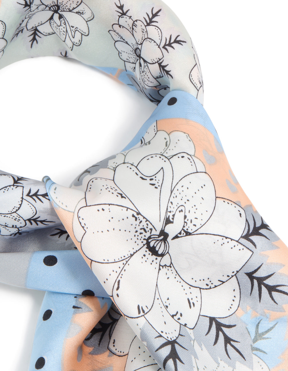 Blue Mixed Spot & Flower Fabric Scarf