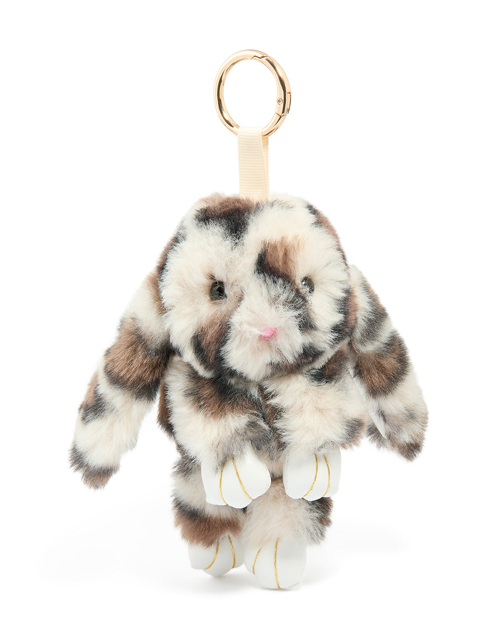 Grey Spotted Fabric Bunny Key Chain