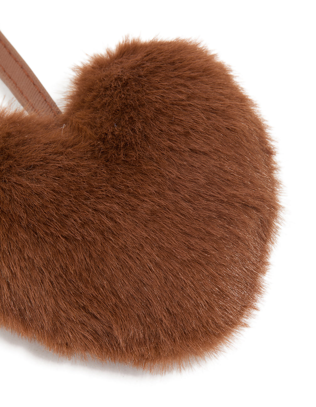 Brown Fluffy Fabric Heart Key Chain