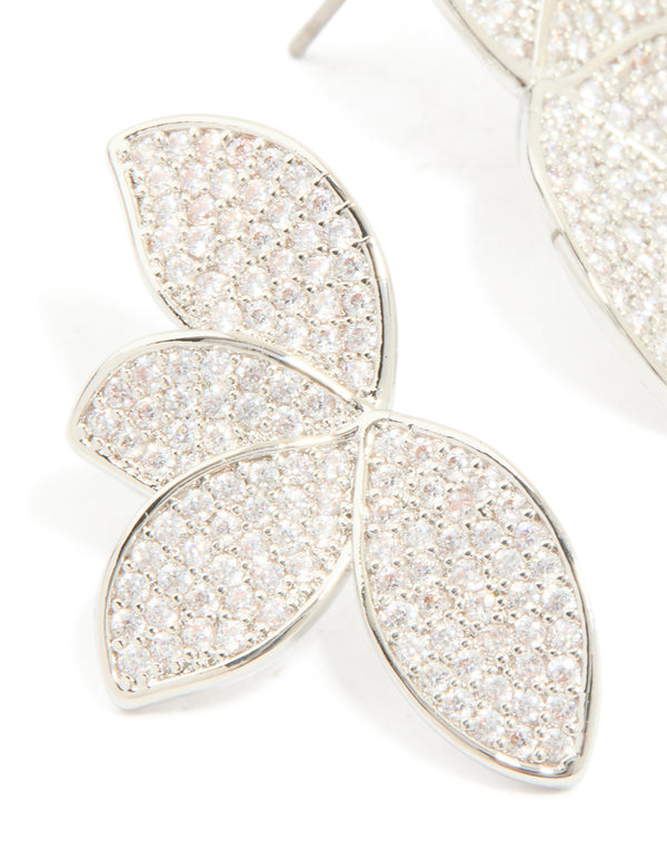 Silver Cubic Zirconia Fan Earrings