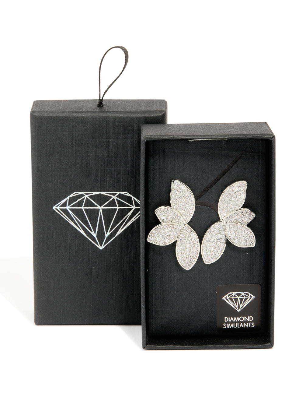 Silver Cubic Zirconia Fan Earrings