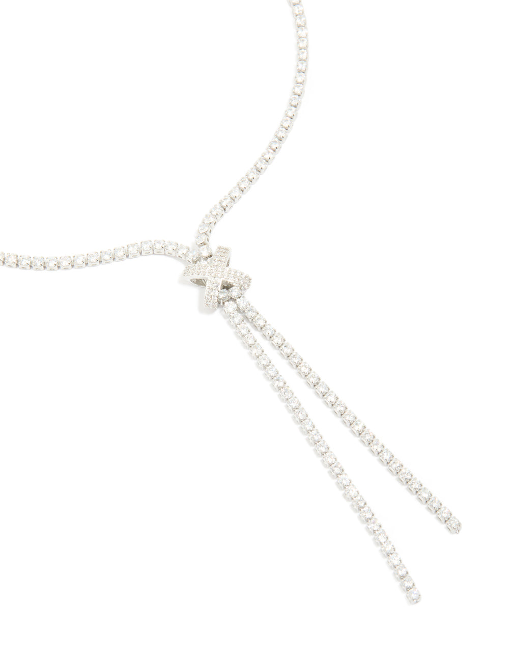 Silver Cubic Zirconia Knotted Y-Necklace