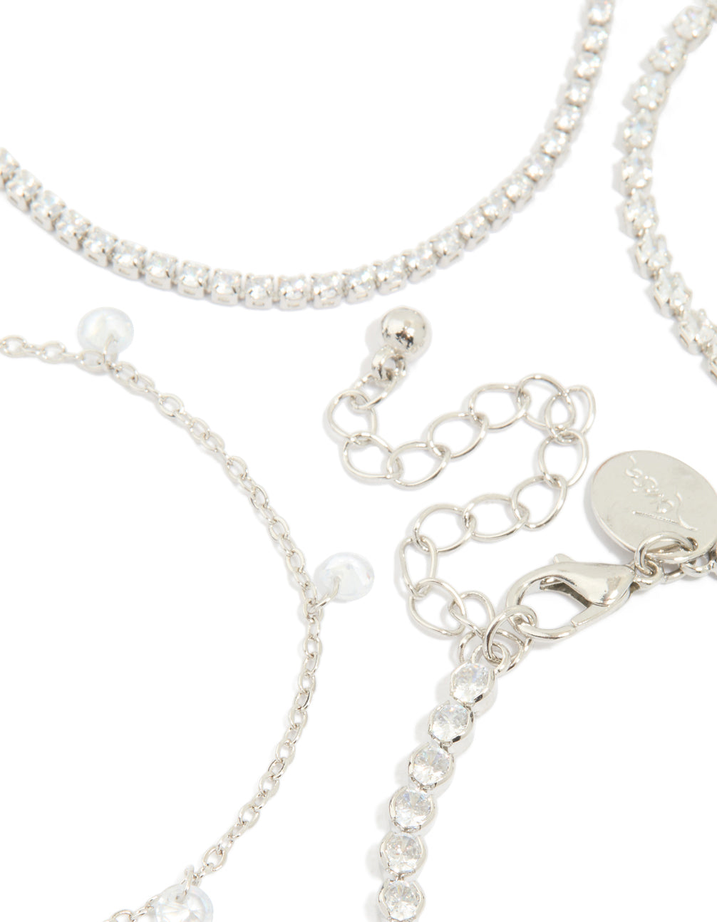 Silver Cubic Zirconia Tennis & Droplet Bracelets 4-Pack