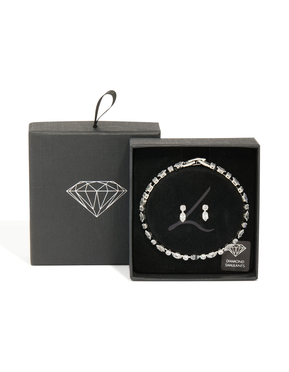 Silver Cubic Zirconia Tennis Bracelet & Earrings Set