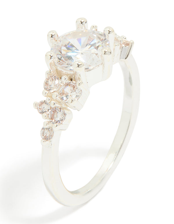 Silver Plated Round Cubic Zirconia Elegant Ring
