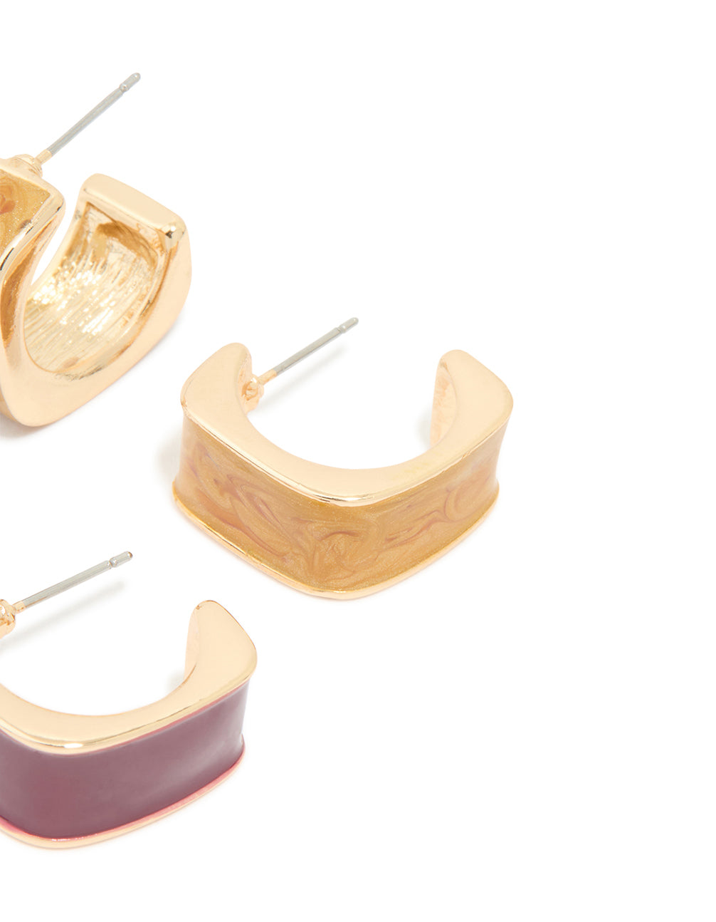 Gold & Burgundy Acrylic Hoop Earrings 2-Pack