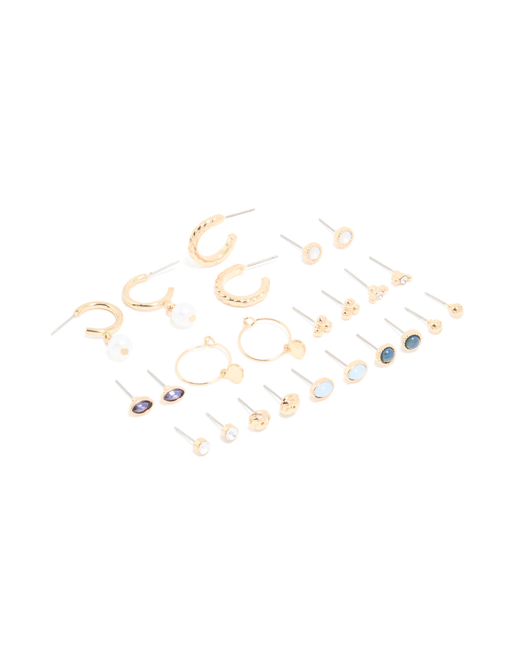 Gold Gem & Pearl Earrings 12-Pack