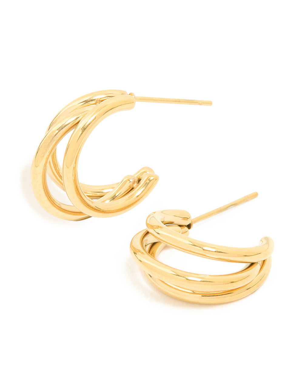 Waterproof Gold Plated Stainless Steel Illusion Hoop Earrings