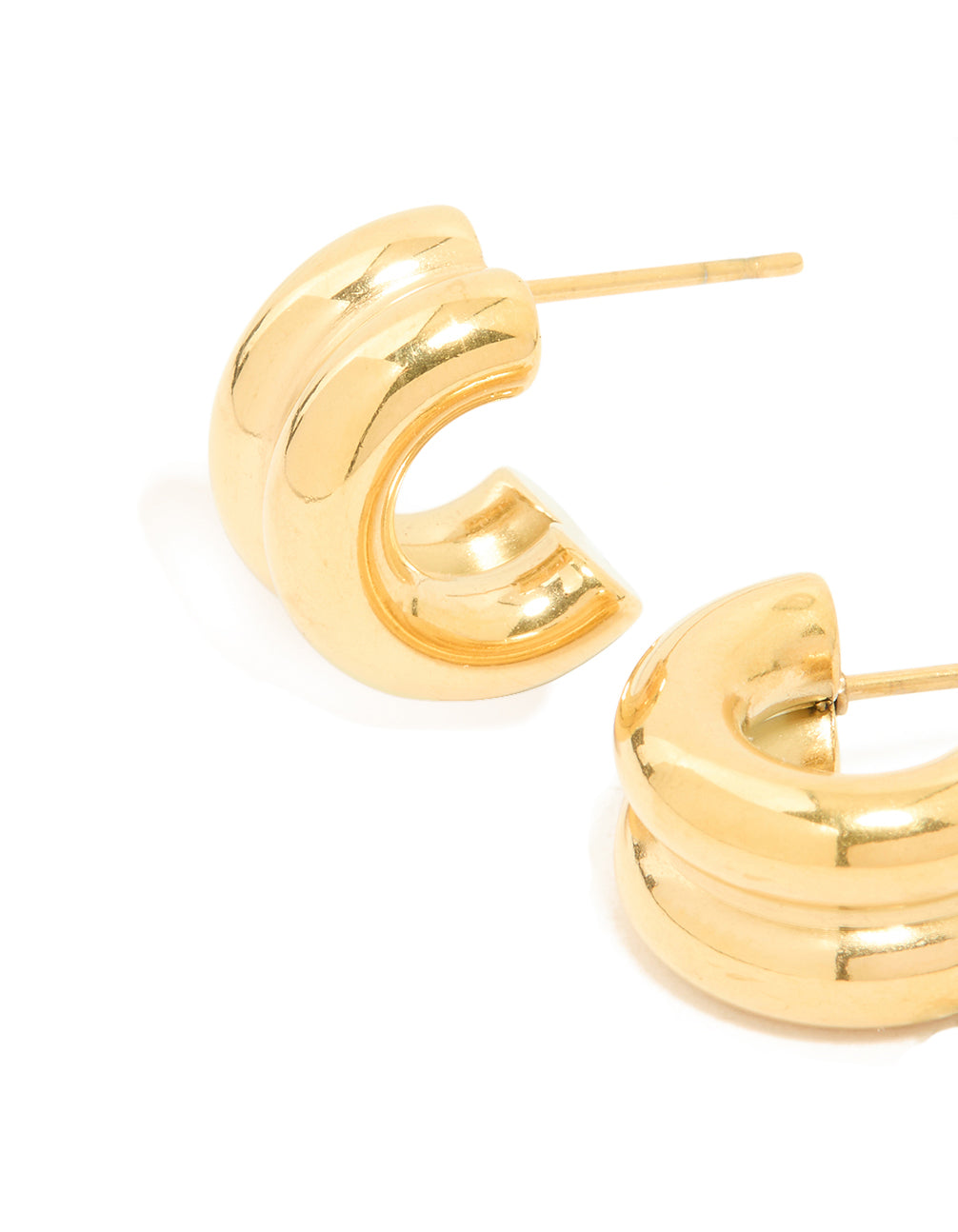 Waterproof Gold Plated Stainless Steel Chunky Flat Hoop Earrings