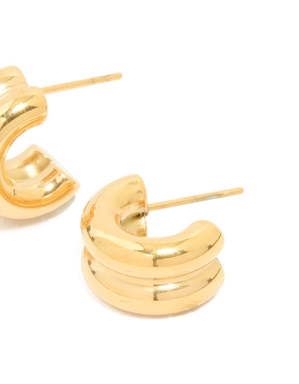 Waterproof Gold Plated Stainless Steel Chunky Flat Hoop Earrings