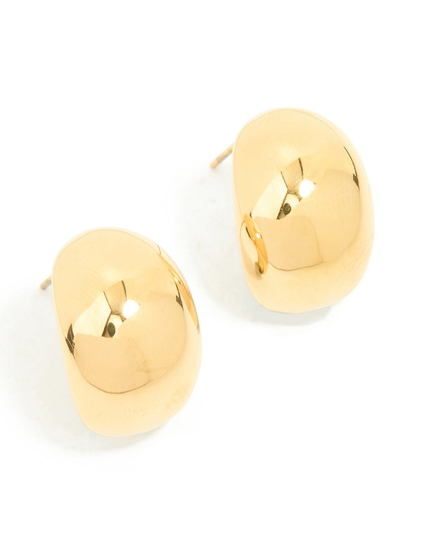 Waterproof Gold Plated Stainless Steel Chunky Stud Earrings