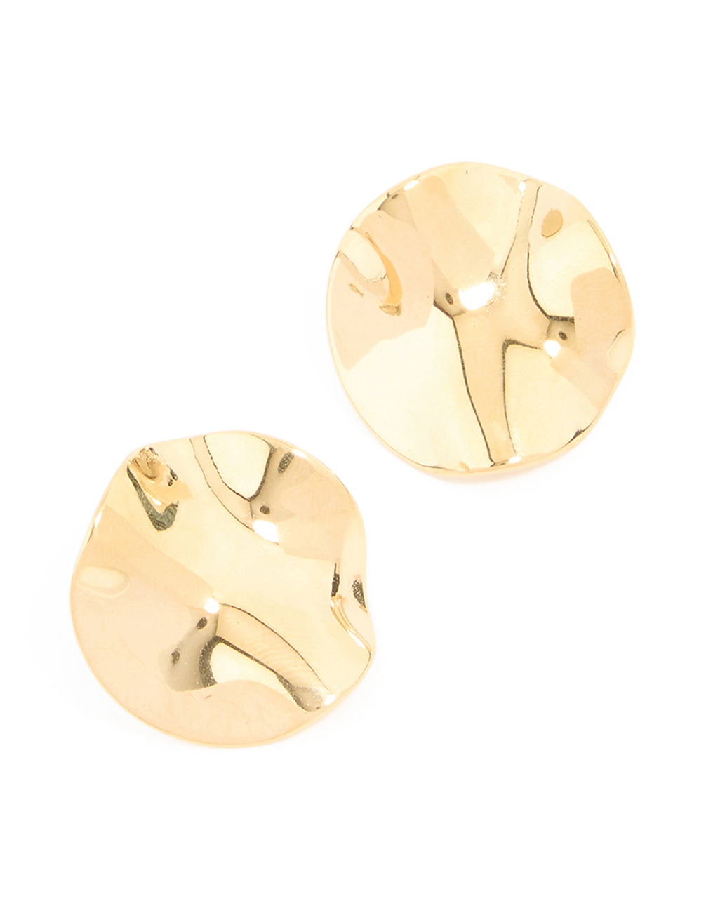 Waterproof Gold Plated Stainless Steel Molten Disc Earrings