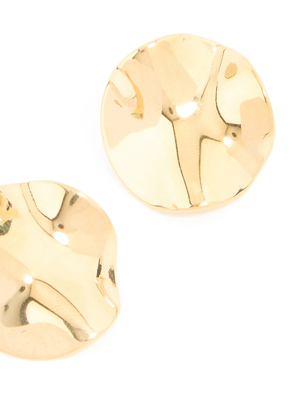 Waterproof Gold Plated Stainless Steel Molten Disc Earrings