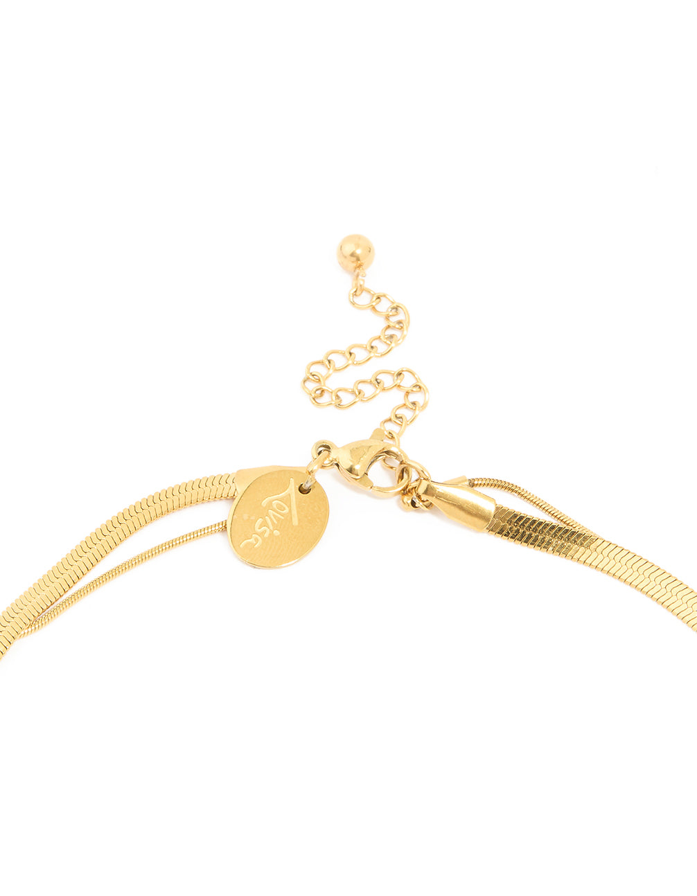 Waterproof Gold Plated Stainless Steel Snake Chain & Bean Pendant Layered Necklace