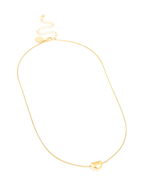 Waterproof Gold Plated Stainless Steel Small Bean Pendant Necklace