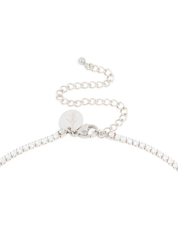 Waterproof Stainless Steel Cubic Zirconia Tennis Necklace