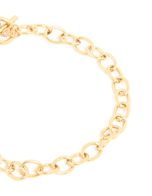 Waterproof Gold Plated Stainless Steel Heart FOB Bracelet