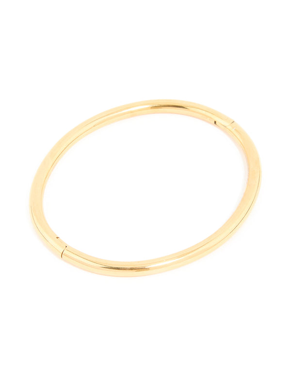 Waterproof Gold Plated Stainless Steel Oval Hinge Bangle