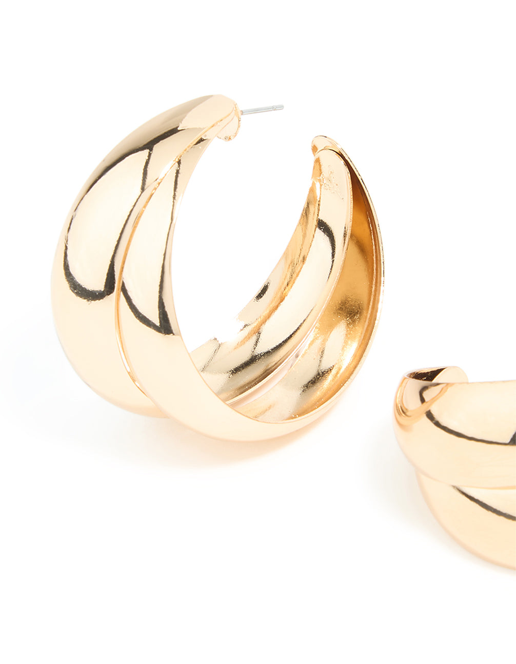 Gold Bold Double Open Hoop Earrings