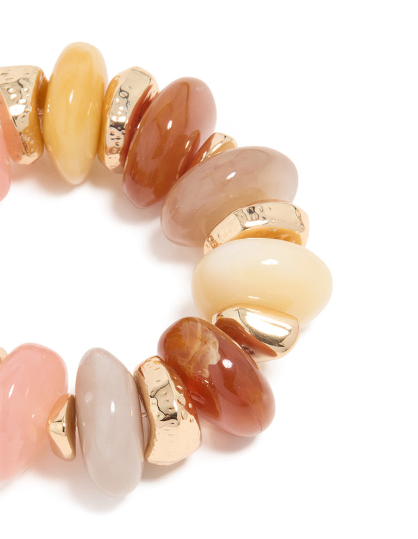 Multicoloured Acrylic Beaded Statement Stretch Bracelet